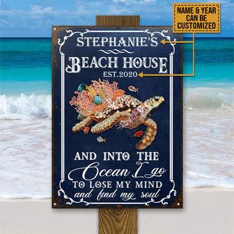 Personalized Sea Turtle Beach Metal Sign - Gift for Friends - Thegiftio UK