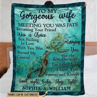 Personalized Sea Turtle Meeting You Custom Fleece Blanket - Thegiftio UK