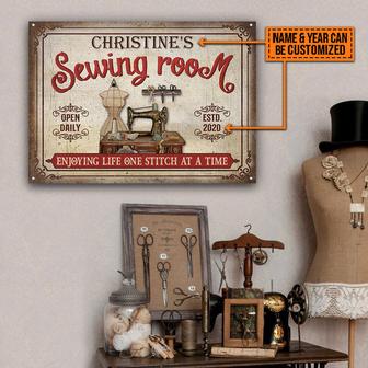 Personalized Sewing Room Enjoying Life Metal Sign - Thegiftio UK