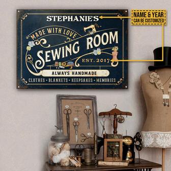 Sewing Room Made With Love Custom Metal Sign - Sewers Gift - Thegiftio UK