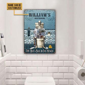 Personalized Skeleton Seat Reading News Custom Metal Sign - Thegiftio UK