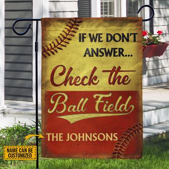 Check The Ball Field Personalized Flag - Softball Fan Gift - Thegiftio UK