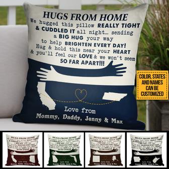 States Hugs From Home Personalized Pillow - Gift for Family - Thegiftio UK