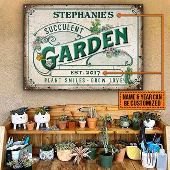 Smiles Grow Personalized Metal Sign - Gift for Gardeners - Thegiftio UK
