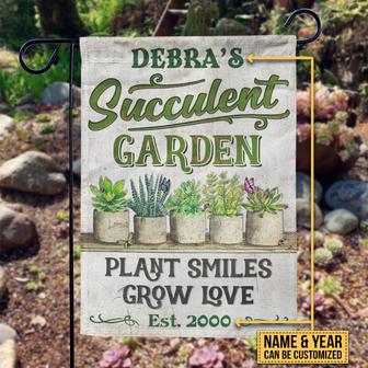 Personalized Succulent Garden Plant Smiles Love Flag - Gift - Thegiftio UK