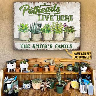 Succulent Potheads Live Here Custom Metal Sign - Home Gift - Thegiftio UK