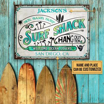 Surf Shack Hang Out Custom Metal Sign - Gift for Surfers - Thegiftio UK