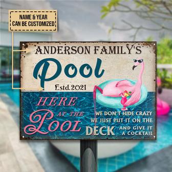 Flamingo Hide Crazy Custom Metal Sign - Gift for Pool Lovers - Thegiftio UK
