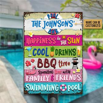 Personalized Swimming Pool Flamingo Metal Sign - Thegiftio UK