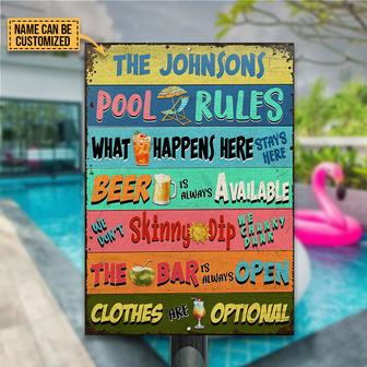 Swimming Pool Rules Stays Here Custom Metal Sign - Home Gift - Thegiftio UK