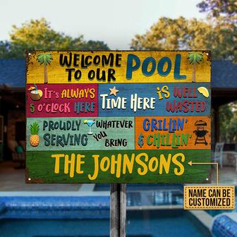 Welcome To Our Pool Custom Metal Sign - Gift for Pool Lovers - Thegiftio UK