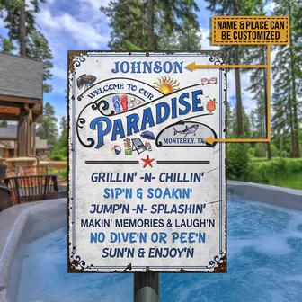 Welcome To Our Paradise Custom Metal Sign - Pool Lovers Gift - Thegiftio UK