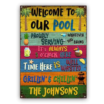 Welcome To Our Pool Personalized Metal Sign - Pool Gift - Thegiftio UK
