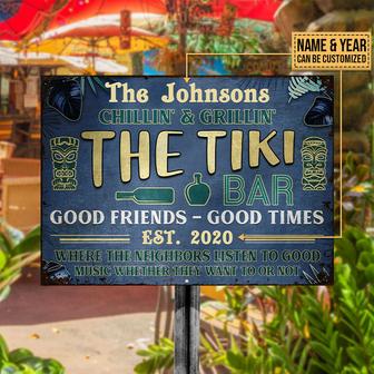 Personalized Tiki Bar Backyard Blue Custom Metal Sign - Gift - Thegiftio UK
