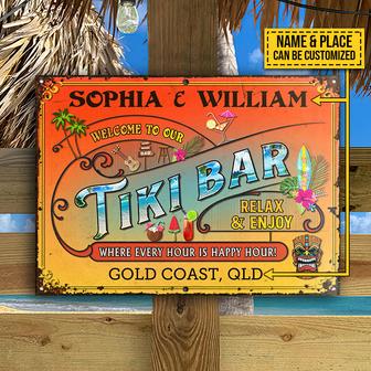 Personalized Tiki Bar Happy Hour Custom Metal Sign - Gift - Thegiftio UK