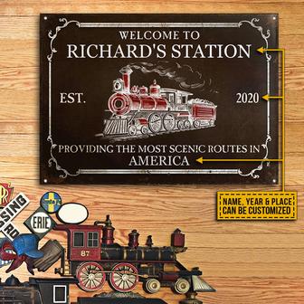 Train Brown Station Custom Metal Sign - Gift for Friends - Thegiftio UK