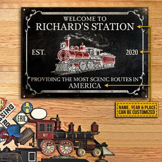 Personalized Train Station Metal Sign - Gift for Friends - Thegiftio UK