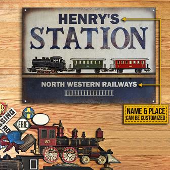 Personalized Train Station Kid Metal Sign - Gift for Kids - Thegiftio UK