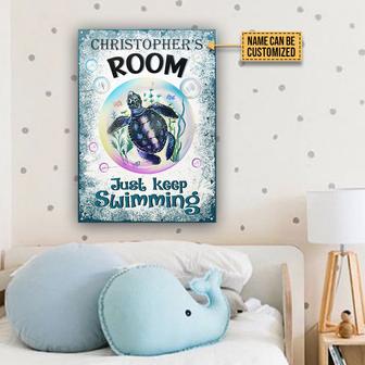 Just Keep Swimming Personalized Metal Sign - Gift for Kids - Thegiftio UK