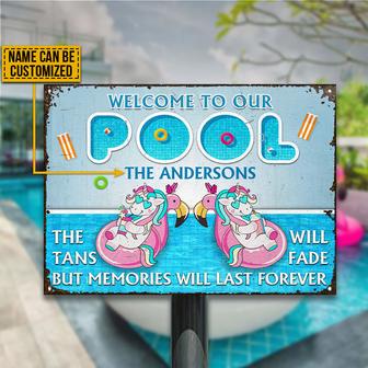 Unicorn Swimming Pool Tan Will Fade Custom Metal Sign - Gift - Thegiftio UK