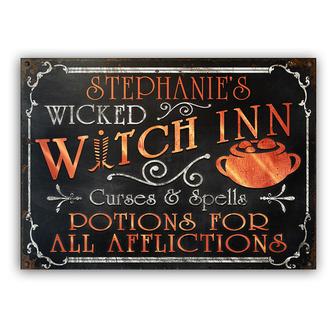 Witch Inn Curses & Spells Custom Metal Sign - Halloween Gift - Thegiftio UK