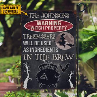 Witch No Trespassers Personalized Flag - Garden Decor Gift - Thegiftio UK