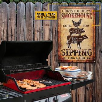 Personalized BBQ Smoke House Metal Sign - Gift for Friends - Thegiftio UK