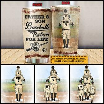 Baseball Dad And Child Partners For Life Custom Tumbler - Thegiftio UK