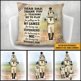 Baseball Dad And Child Thank You Custom Pillow - For Dad - Thegiftio UK