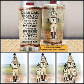 Personalized Baseball Dad And Child Thank You Tumbler - Thegiftio UK