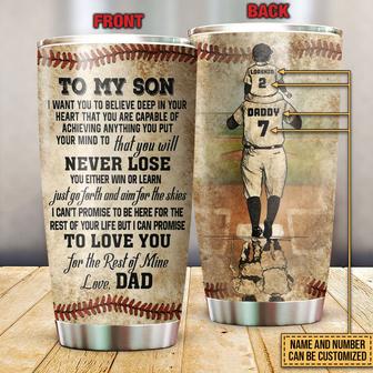 Baseball Dad And Son Never Lose Custom Tumbler - Dad Gift - Thegiftio UK