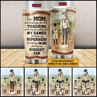 Personalized Baseball Mom And Child Thank You Tumbler - Thegiftio UK