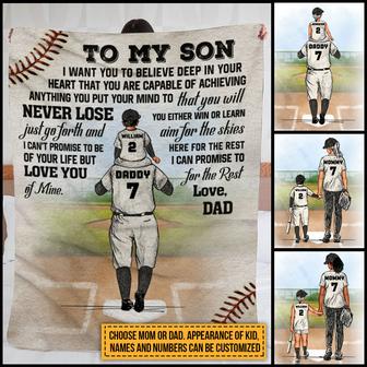 Personalized Baseball Parent And Child Never Lose Custom Fleece Blanket - Thegiftio UK