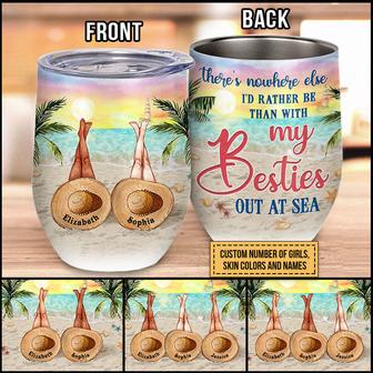Personalized Beach Bestie Out At Sea Custom Wine Tumbler - Thegiftio UK