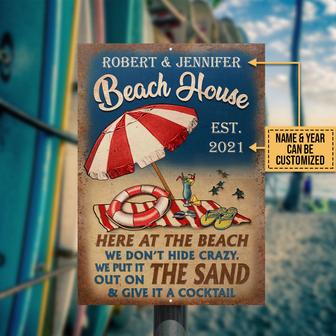 Beach House Sand Crazy Custom Metal Sign - Gift for Friends - Thegiftio UK