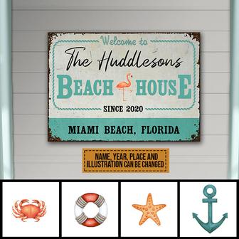Personalized Beach House Welcome Metal Sign - Gift for Home - Thegiftio UK