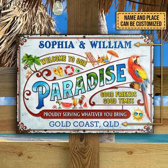 Beach Our Paradise Custom Metal Sign - Gift for Home Decor - Thegiftio UK