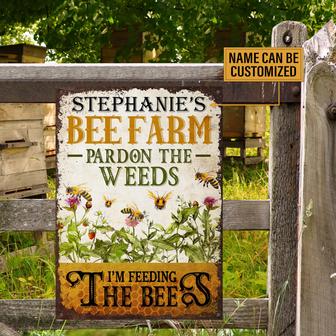 Bee Farm Feeding The Bee Custom Metal Sign - Gift for Farm - Thegiftio UK