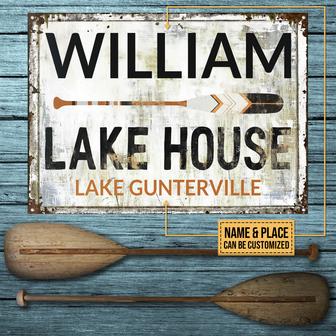 Personalized Black Boating Lake House Metal Sign - Thegiftio UK