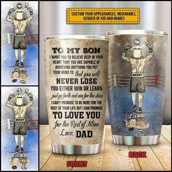 Boxing Dad And Child Never Lose Custom Tumbler - Dad Gift - Thegiftio UK