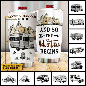Camping Adventure Begins Custom Tumbler - Gift for Couples - Thegiftio UK