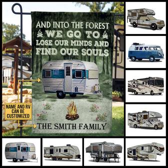 Personalized Camping Into The Forest Flag - Gift for Campers - Thegiftio UK
