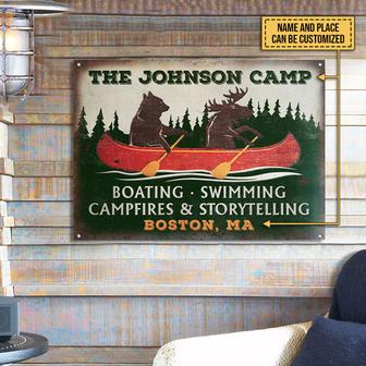 Camping Bear Campfire Storytelling Custom Metal Sign - Gift - Thegiftio UK