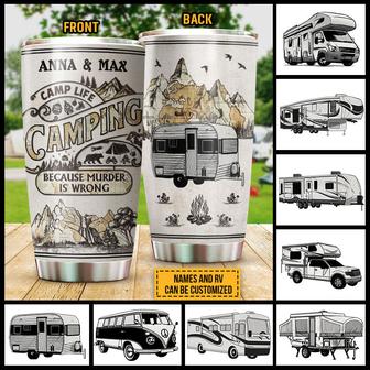 Camping Map Because Murder Custom Tumbler - Gift for Campers - Thegiftio UK