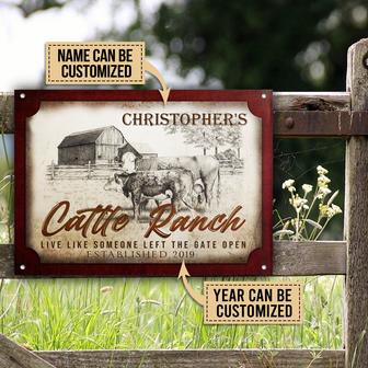 Cattle Ranch Gate Open Personalized Metal Sign - Farm Gift - Thegiftio UK