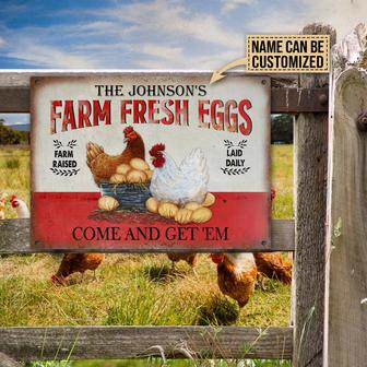 Personalized Chicken Farm Raised Laid Daily Metal Sign - Thegiftio UK