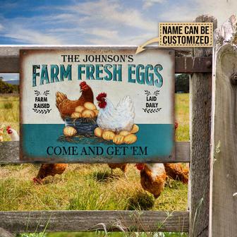 Personalized Chicken Farm Raised Laid Daily Metal Sign - Thegiftio UK
