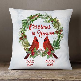 Personalized Christmas In Heaven Memorial Pillow Cardinals Bird - Thegiftio UK