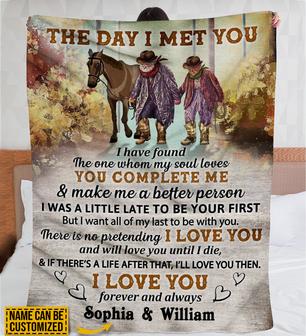Personalized Cowboy Couple The Day I Met You Customized Fleece Blanket - Thegiftio UK