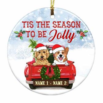 Personalized Dog Red Truck Jolly Christmas Ornament - Thegiftio